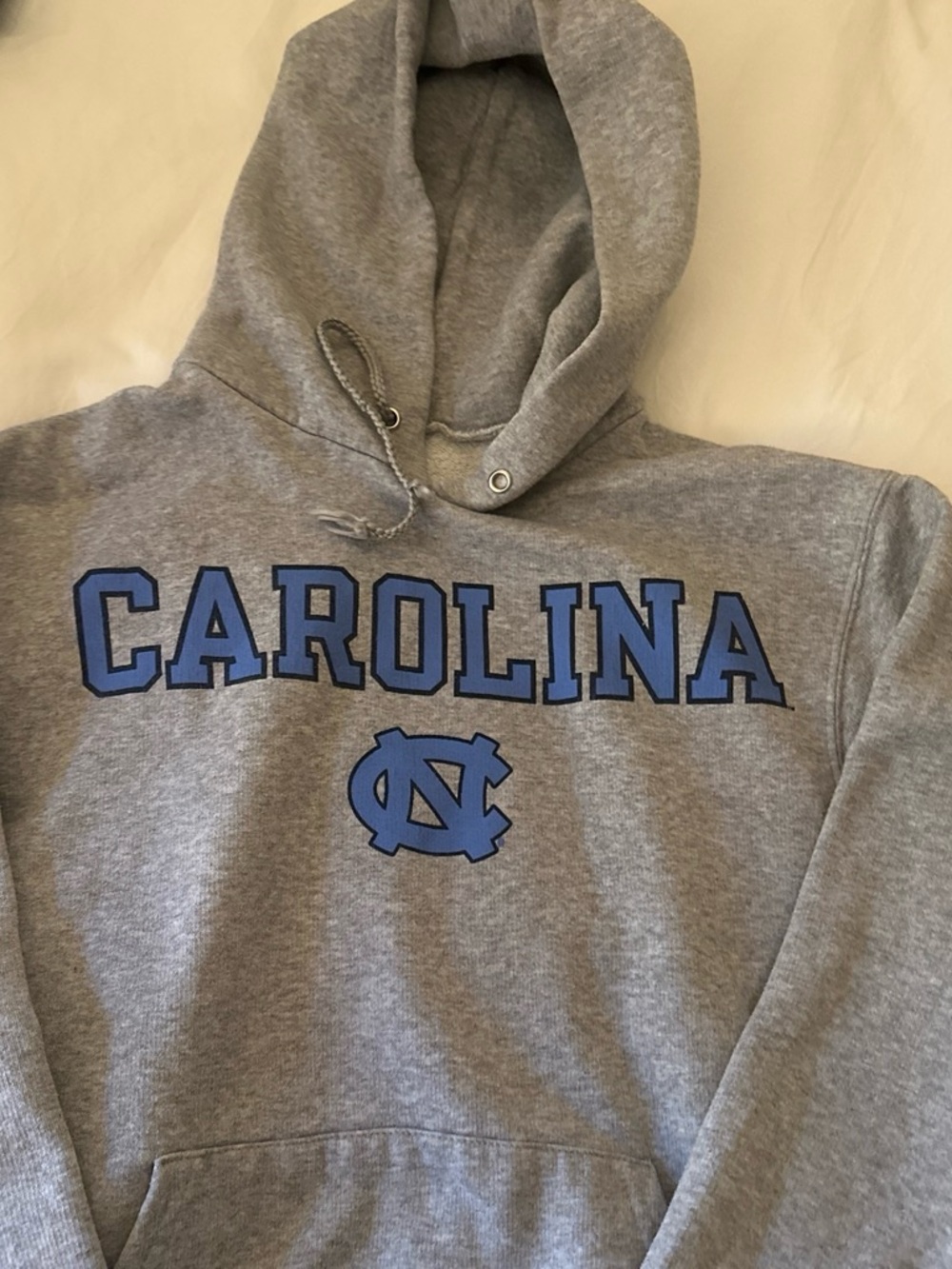 Champion Grey Pullover Hoodie with Carolina Blue University Logo